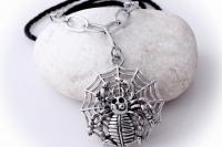 Spider in Web Long Pendant