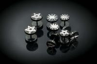 Black Fake Ear Plugs Star Designs