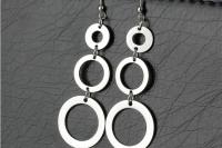 Stainless Steel Triple Circle Dangle Earrings