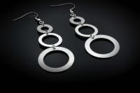 Stainless Steel Triple Circle Dangle Earrings