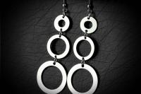 Stainless Steel Triple Circle Dangle Earrings