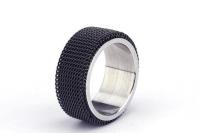 Mesh Ring Black or Silver Stainless Steel - Unisex