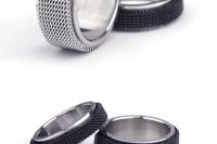Mesh Ring Black or Silver Stainless Steel - Unisex
