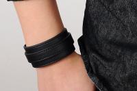 Vintage Punk Wide Cuff Adjustable Bracelet - Black or Brown