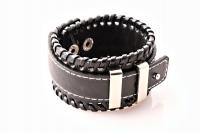 Vintage Punk Wide Cuff Double Bar Adjustable Leather Bracelet