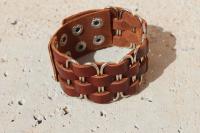 Vintage Punk Wide Cuff "PaperClip" Adjustable Leather Bracelet 