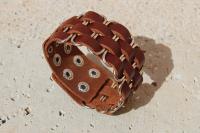 Vintage Punk Wide Cuff "PaperClip" Adjustable Leather Bracelet 