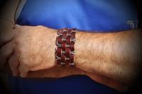 Vintage Punk Wide Cuff "PaperClip" Adjustable Leather Bracelet 