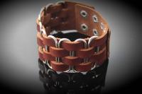 Vintage Punk Wide Cuff "PaperClip" Adjustable Leather Bracelet 