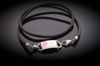 Medical Alert ID Tag Wrap Around Leather Bracelet