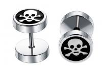 Fake Ear Plug Skull in Stainless Steel