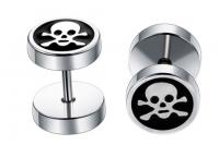 Fake Ear Plug Skull in Stainless Steel