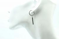 Clip On Dangle Drop Earrings Tassel & Bar Design
