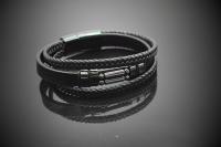 Multilayer Leather Bracelet with Hematite Stone