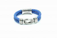 Knotted Design Stainless Steel & Leather Bracelet - Choice of Colour & Length