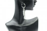Clip On Dangle Drop Earrings Tassel & Feather Design