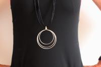 Multi Circle Strand Statement Necklace in Stainless Steel 