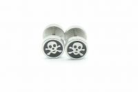 Fake Ear Plug Skull in Stainless Steel