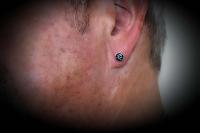 Fake Ear Plug Skull in Stainless Steel