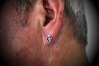 Fake Ear Plug Skull in Stainless Steel
