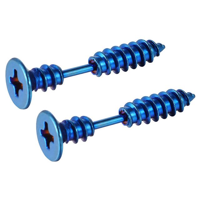 Blue Screw Nail Effect Earrings - Body Piercing Jewellery