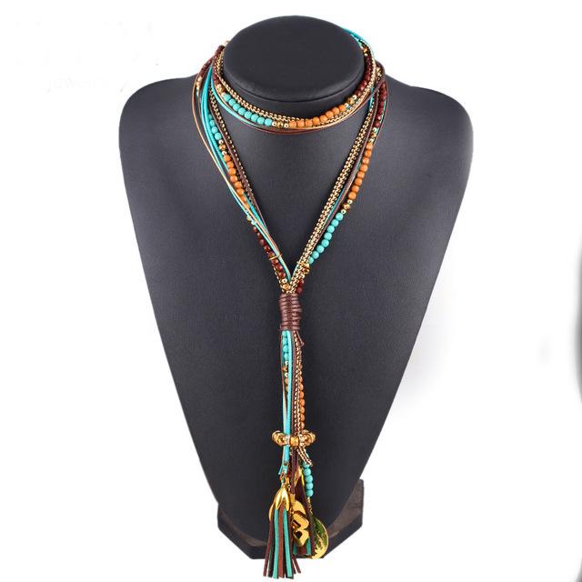 Multi Layer Long Statement Necklace