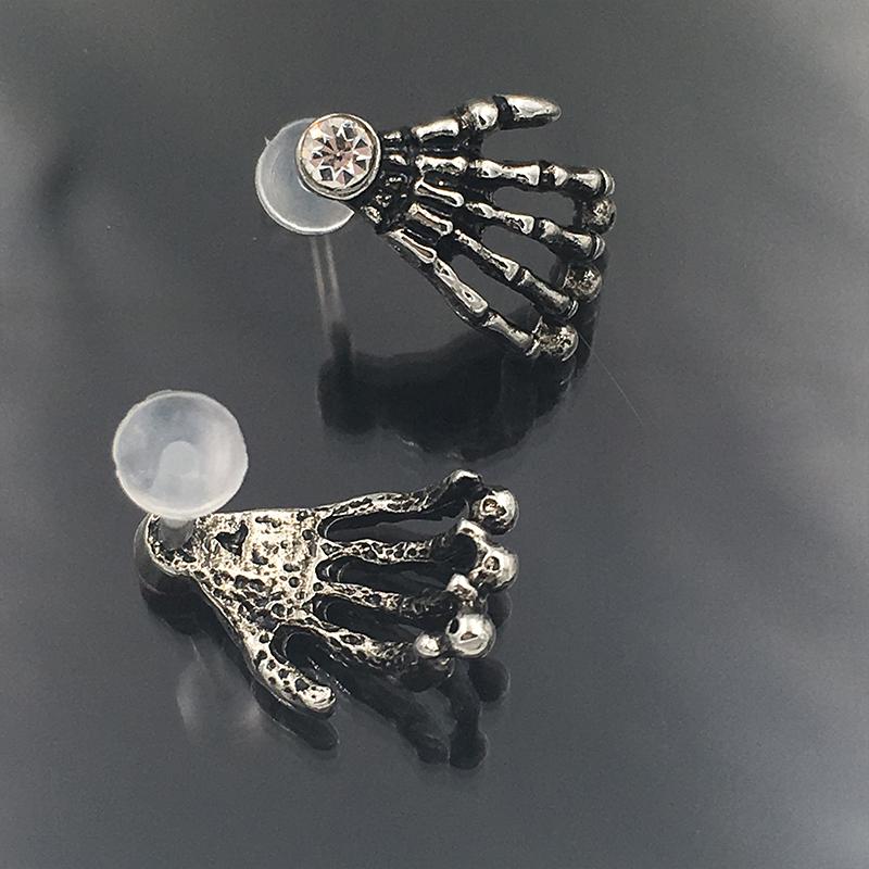 Skull Hand Bioplast Body Jewellery With Crystal Gem