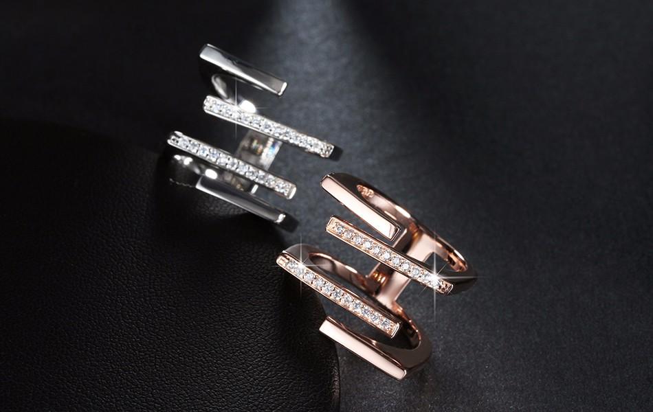 Geometric Ring with Austrian Crystal Platinum or Rose Gold