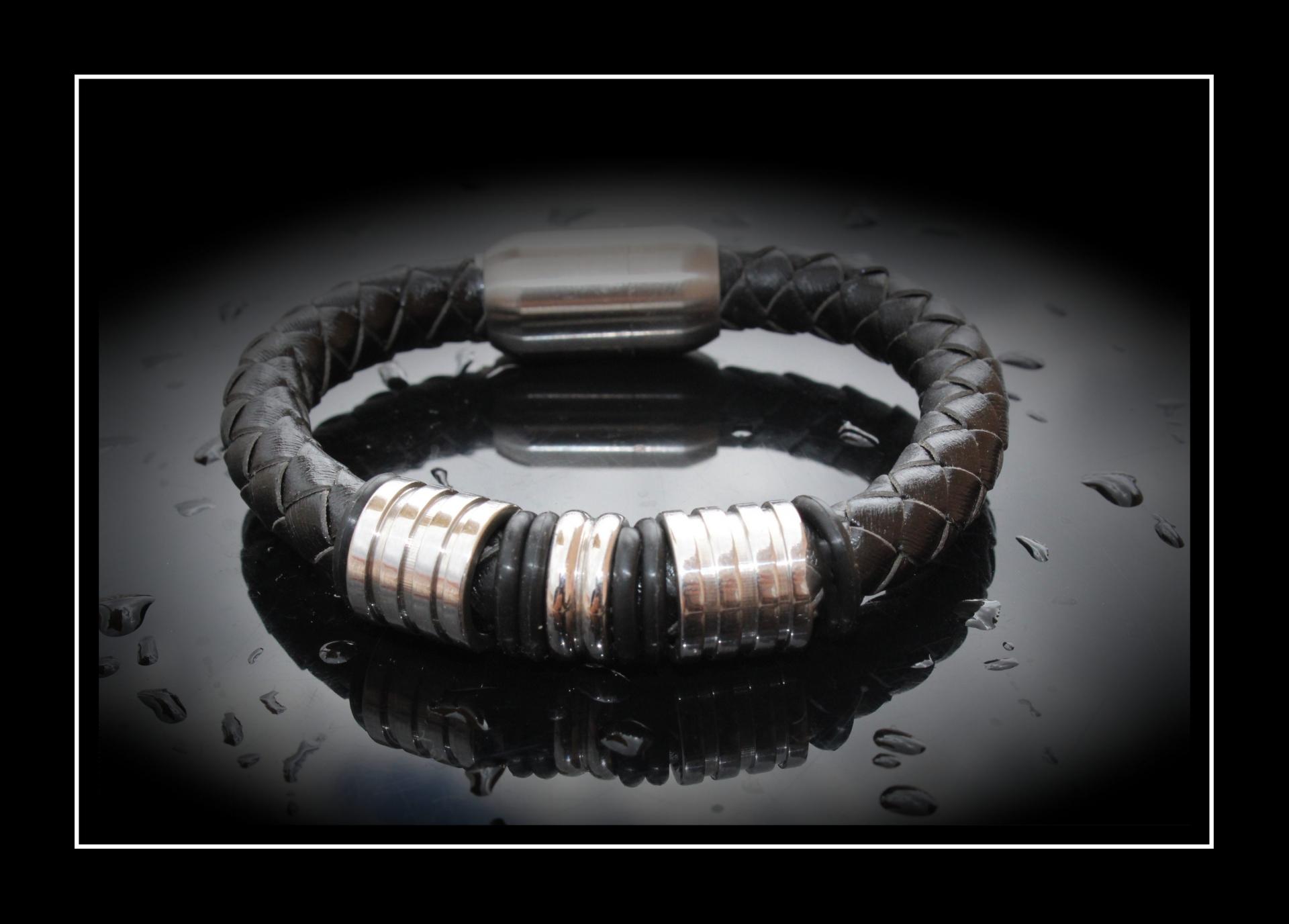 Leather & Steel Unisex Bracelets - 2 Designs - Made To Measure!