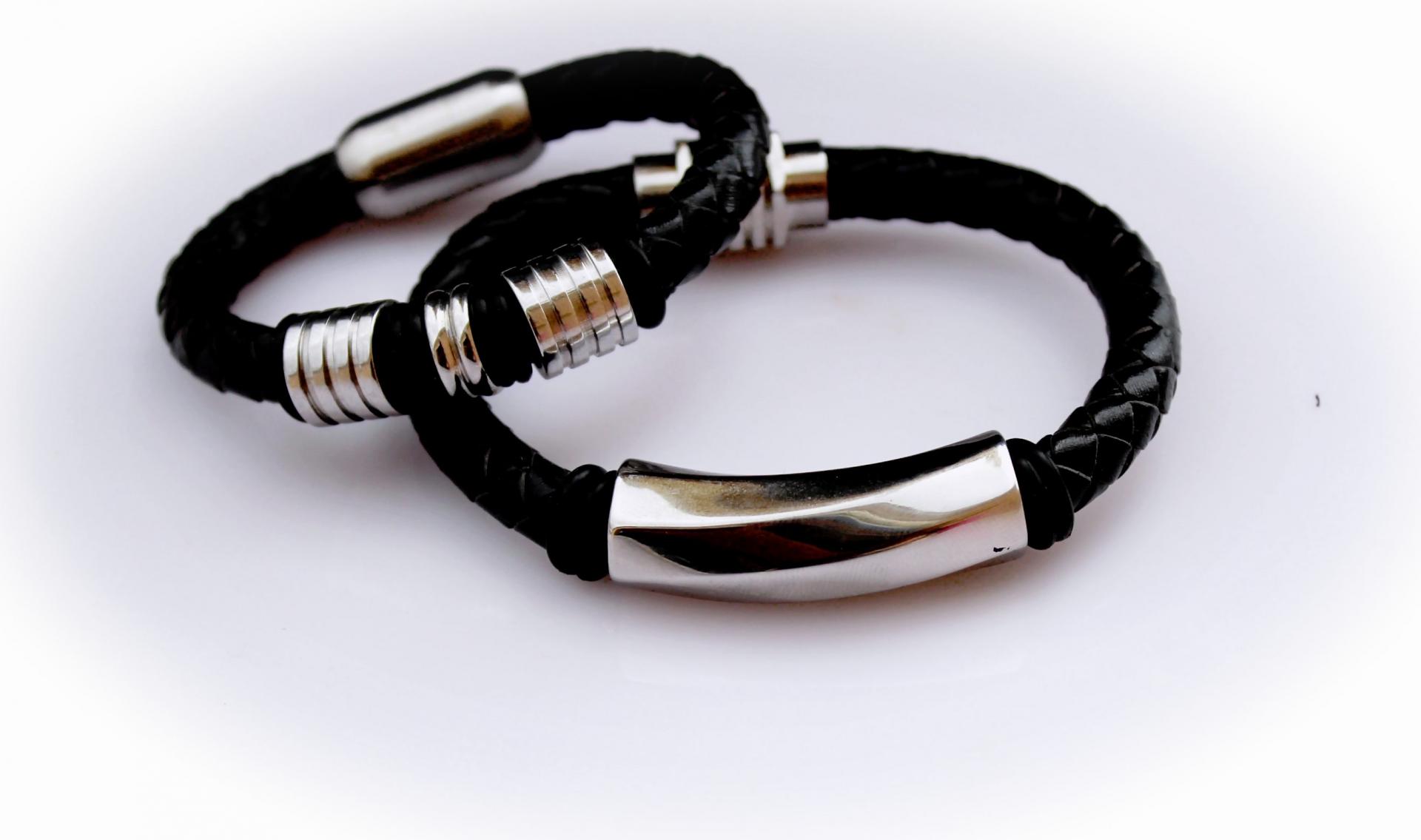 Leather & Steel Unisex Bracelets - 2 Designs - Made To Measure!