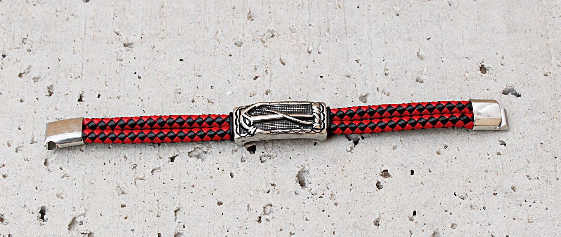 Anchor Nautical Leather & Steel Bracelet Customised