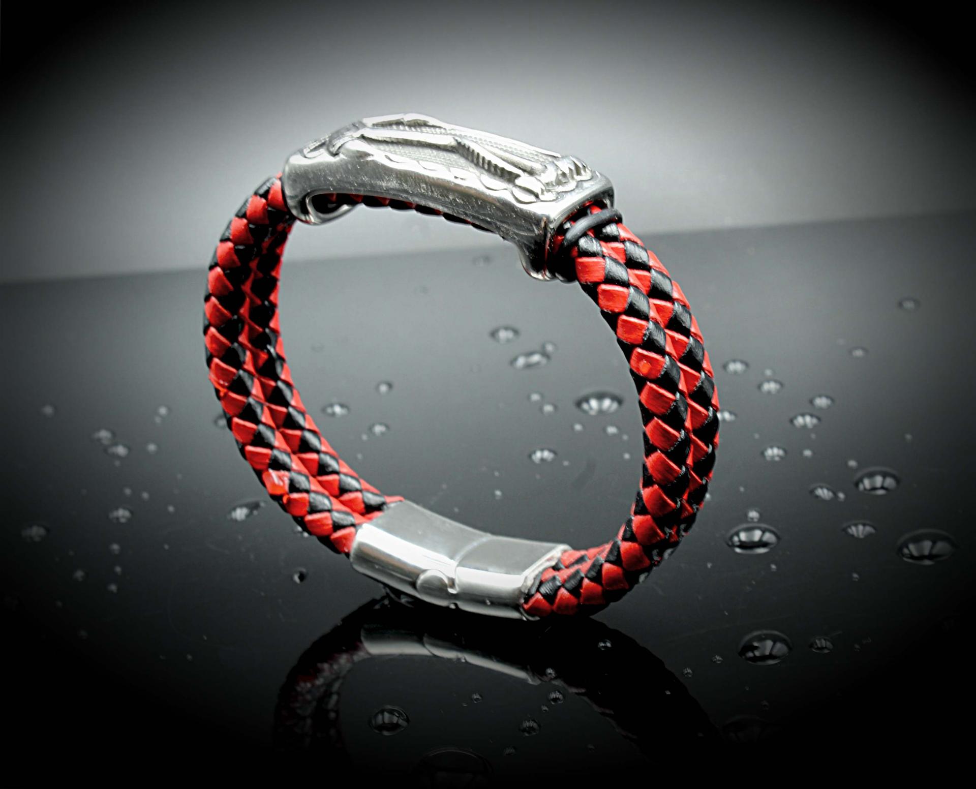 Anchor Nautical Leather & Steel Bracelet Customised