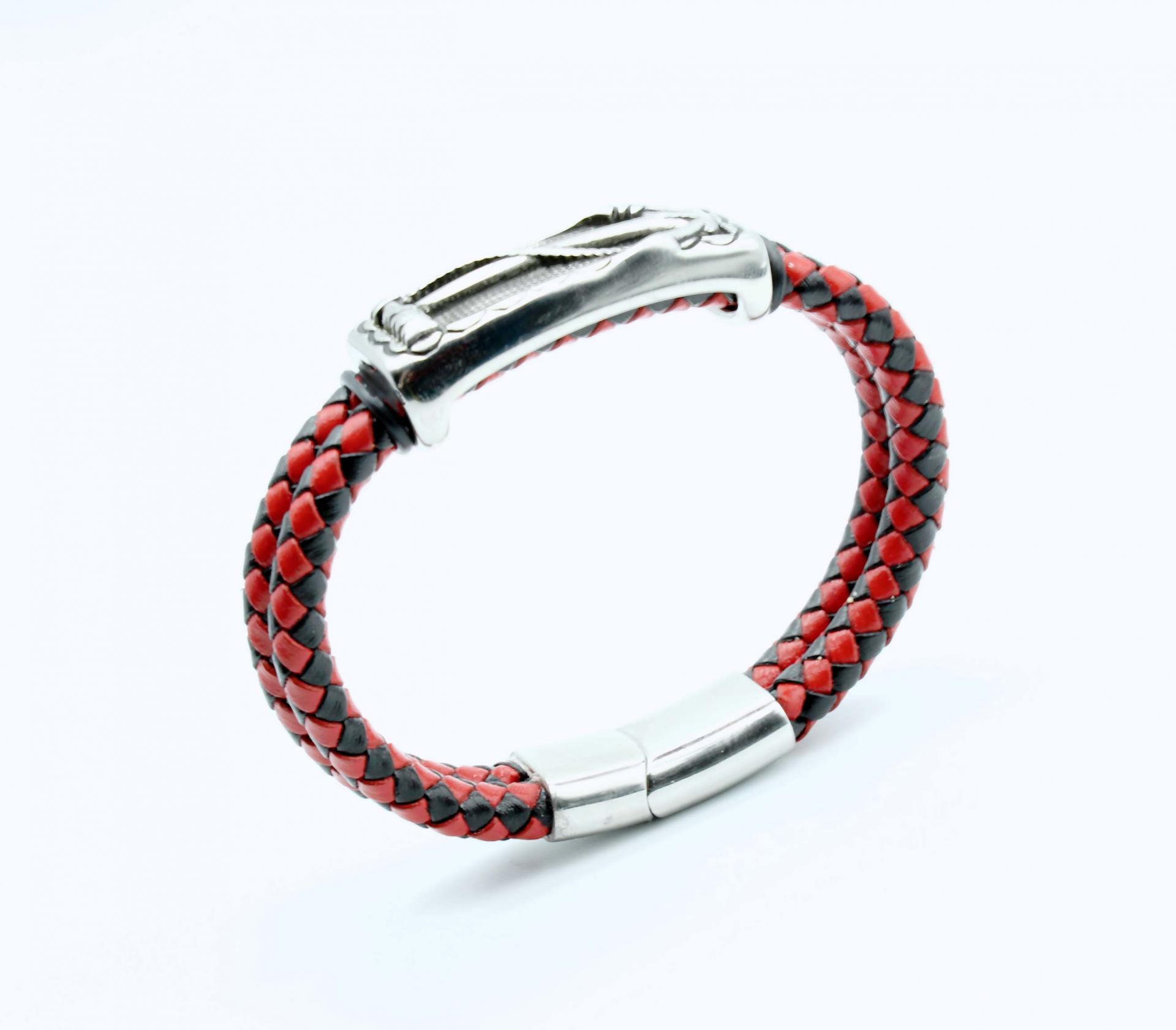 Anchor Nautical Leather & Steel Bracelet Customised