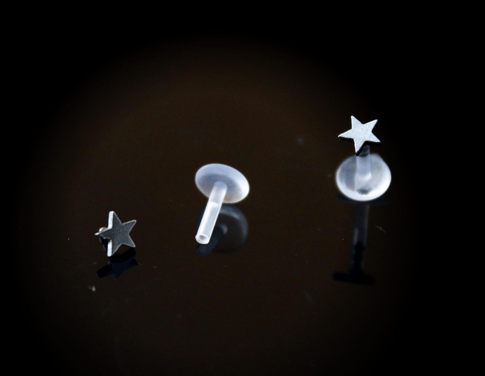 Bioplast Labret with Stainless Steel Star