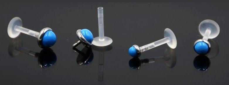 Turquoise Blue Stone Bioflexible Push in Labret