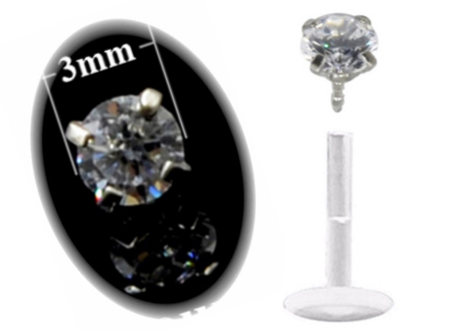 Bioplast Labret with Stainless Crystal Stone