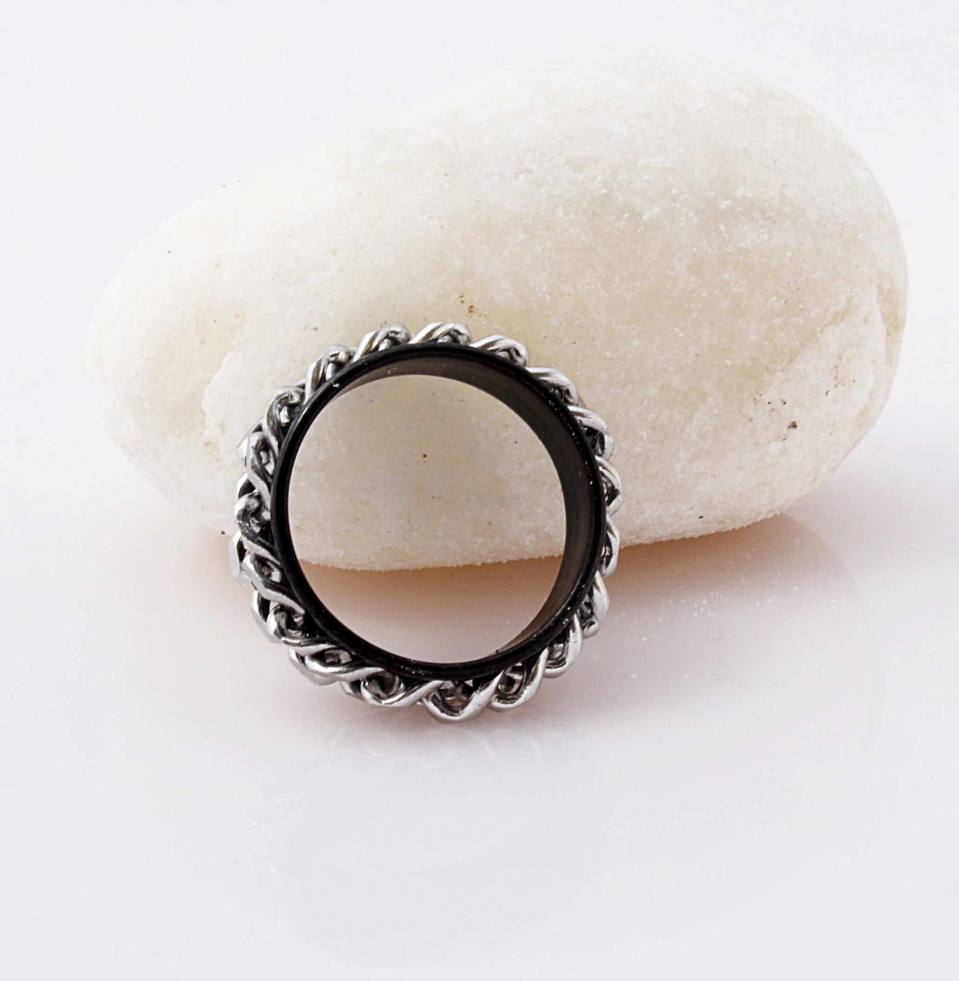 Black Stainless Steel  Chain Ring - Unisex