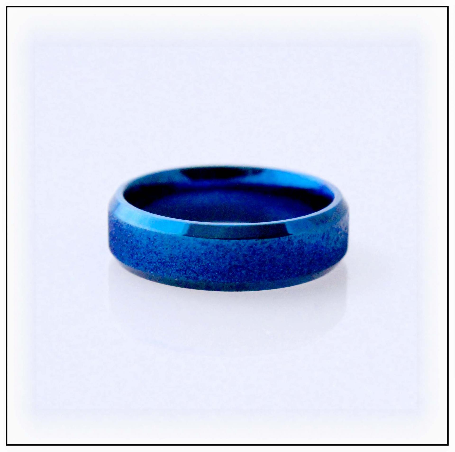 Blue Stainless Steel SandBlasted Ring