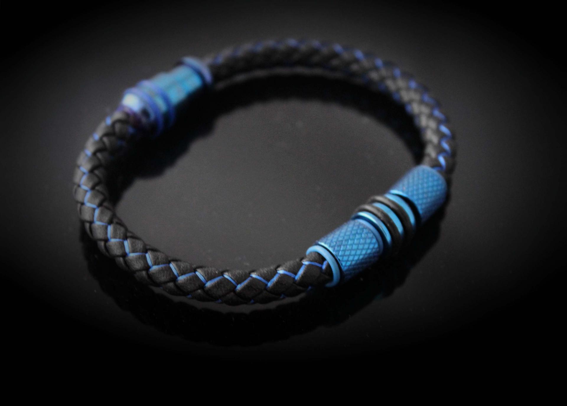 Electric Blue Contemporary Cutting Edge Leather Bracelet - Customise!