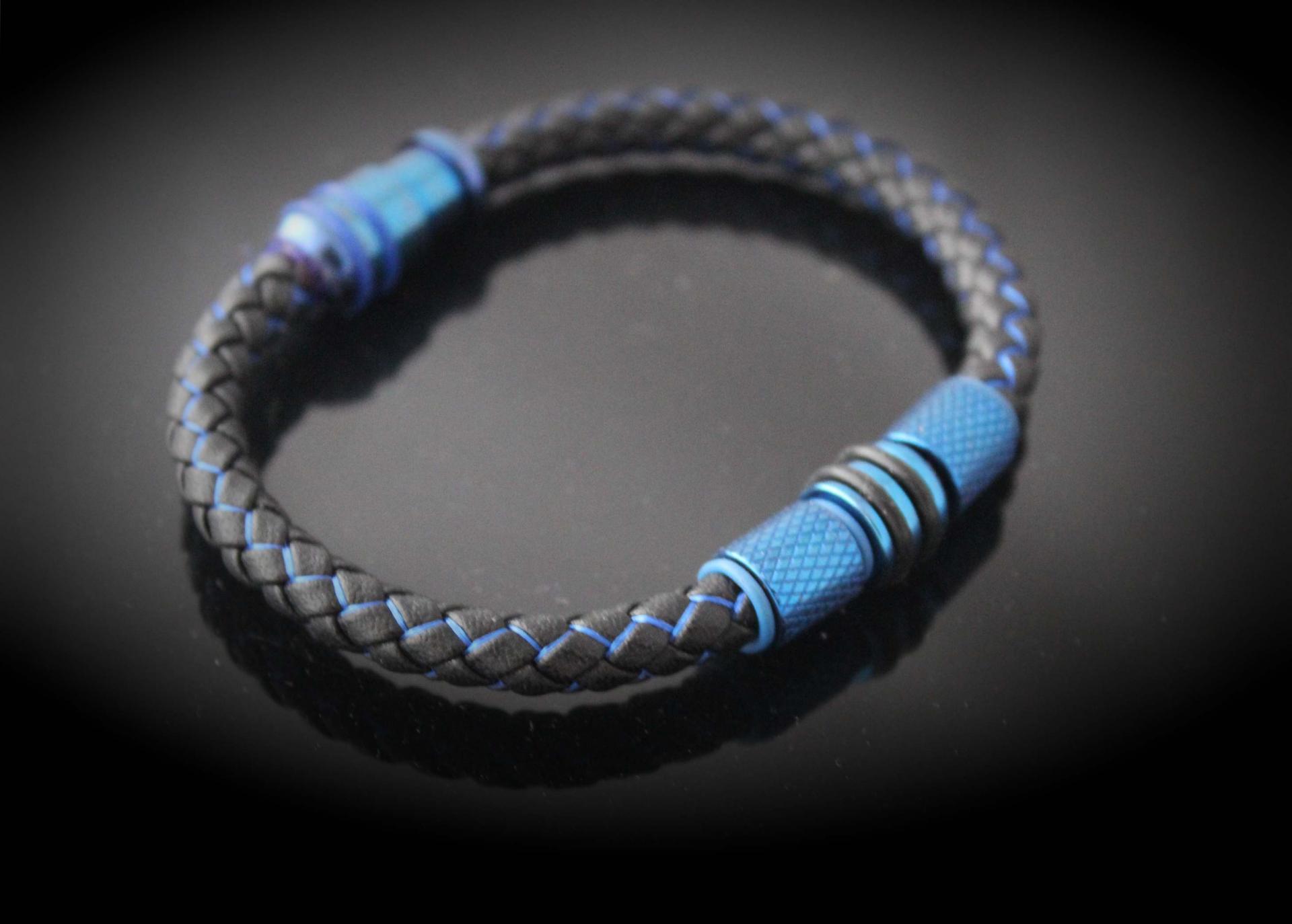 Electric Blue Contemporary Cutting Edge Leather Bracelet - Customise!