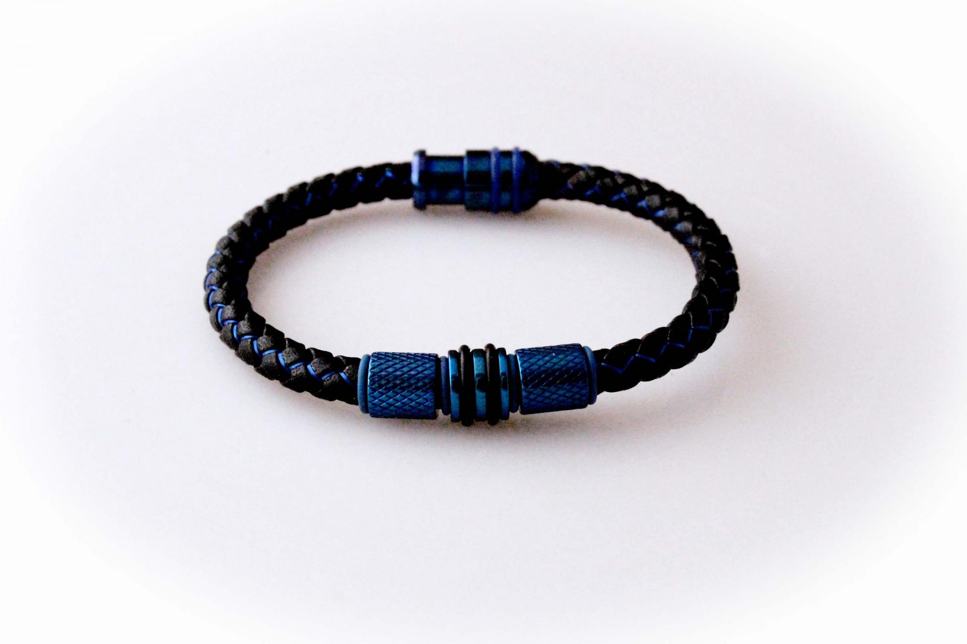 Electric Blue Contemporary Cutting Edge Leather Bracelet - Customise!