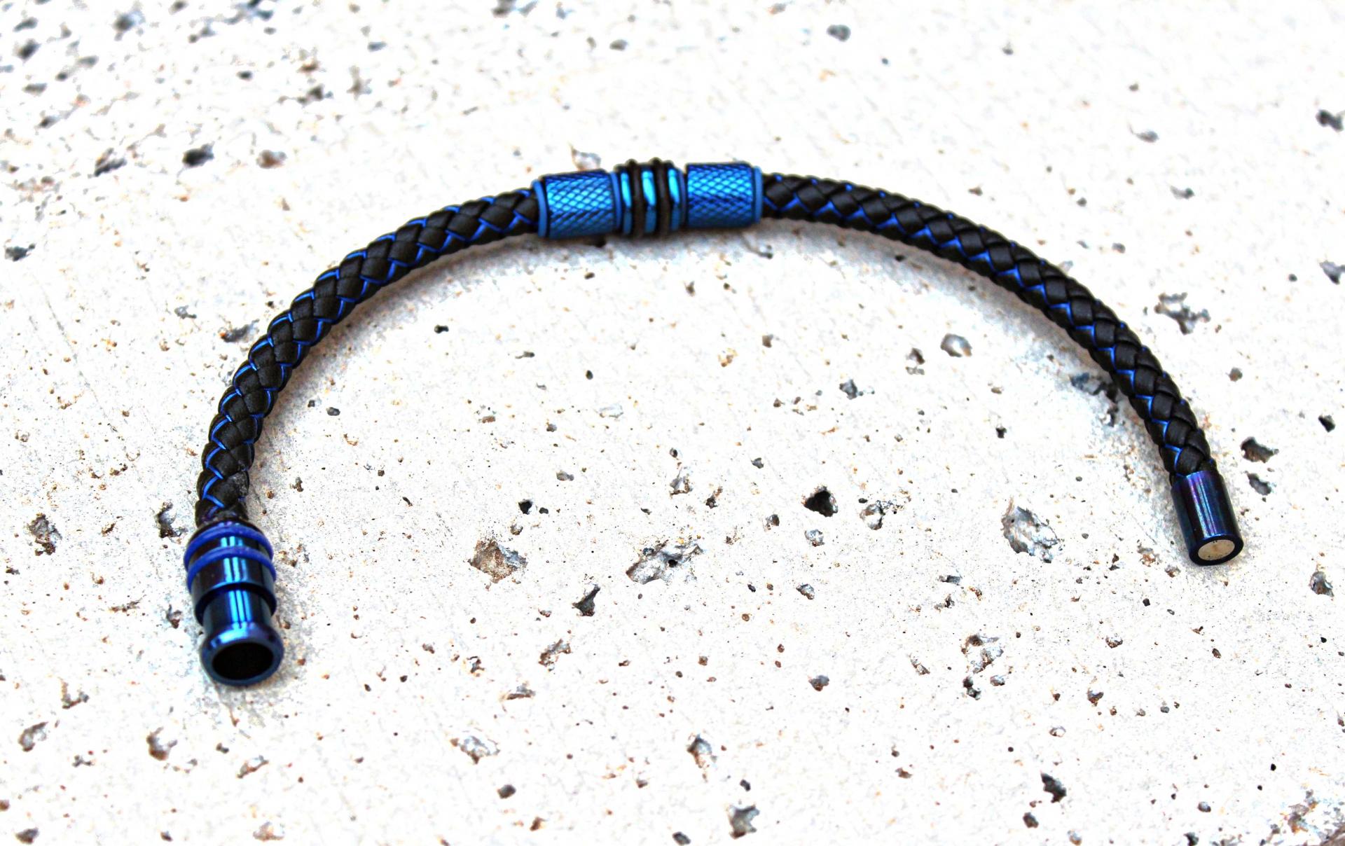 Electric Blue Contemporary Cutting Edge Leather Bracelet - Customise!