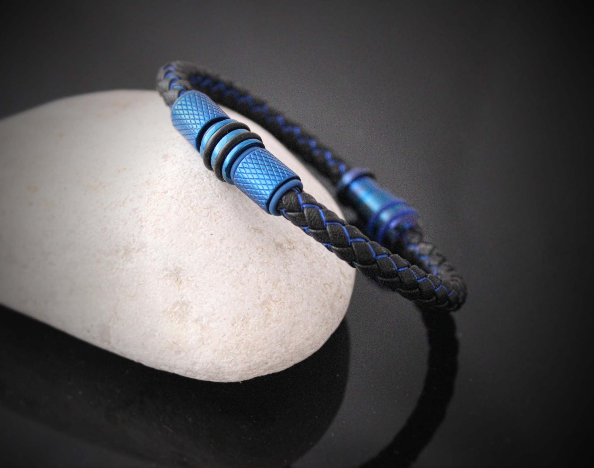 Electric Blue Contemporary Cutting Edge Leather Bracelet - Customise!