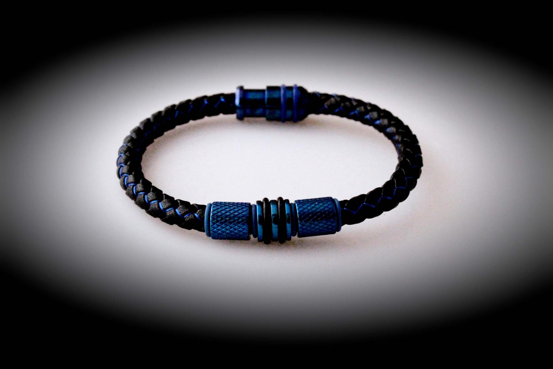 Electric Blue Contemporary Cutting Edge Leather Bracelet - Customise!