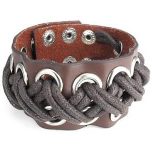 Braided Rope Brown Leather Bracelet
