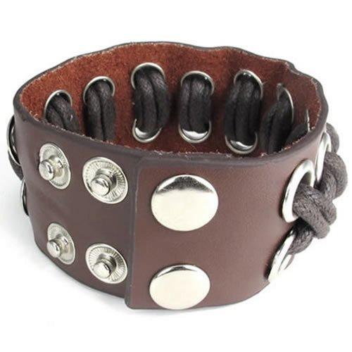 Braided Rope Brown Leather Bracelet