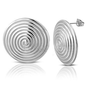 Bulls Eye Dome Circle Stud Earrings - Stainless Steel