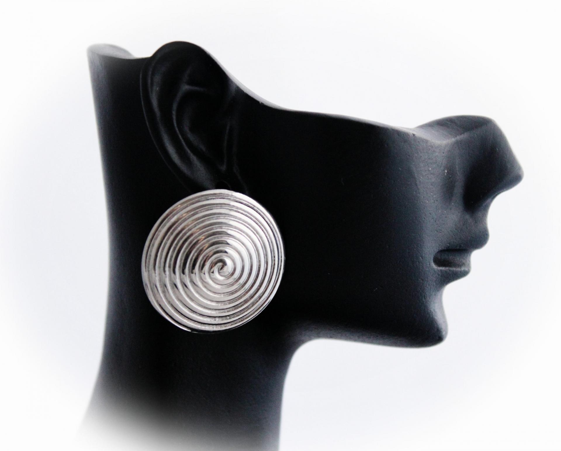 Bulls Eye Dome Circle Stud Earrings - Stainless Steel