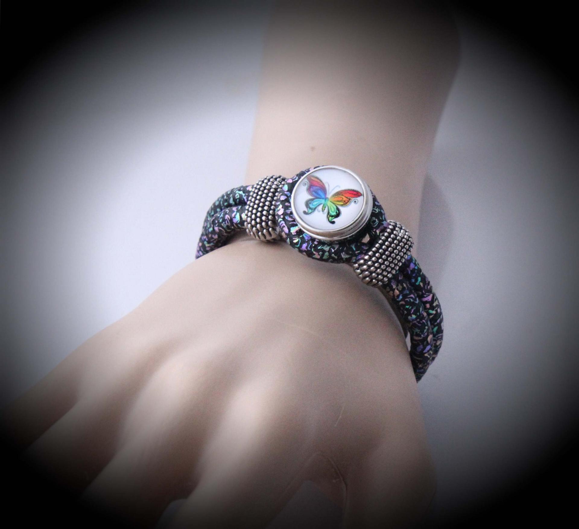 Colourful Butterfly Snap Button Bracelet