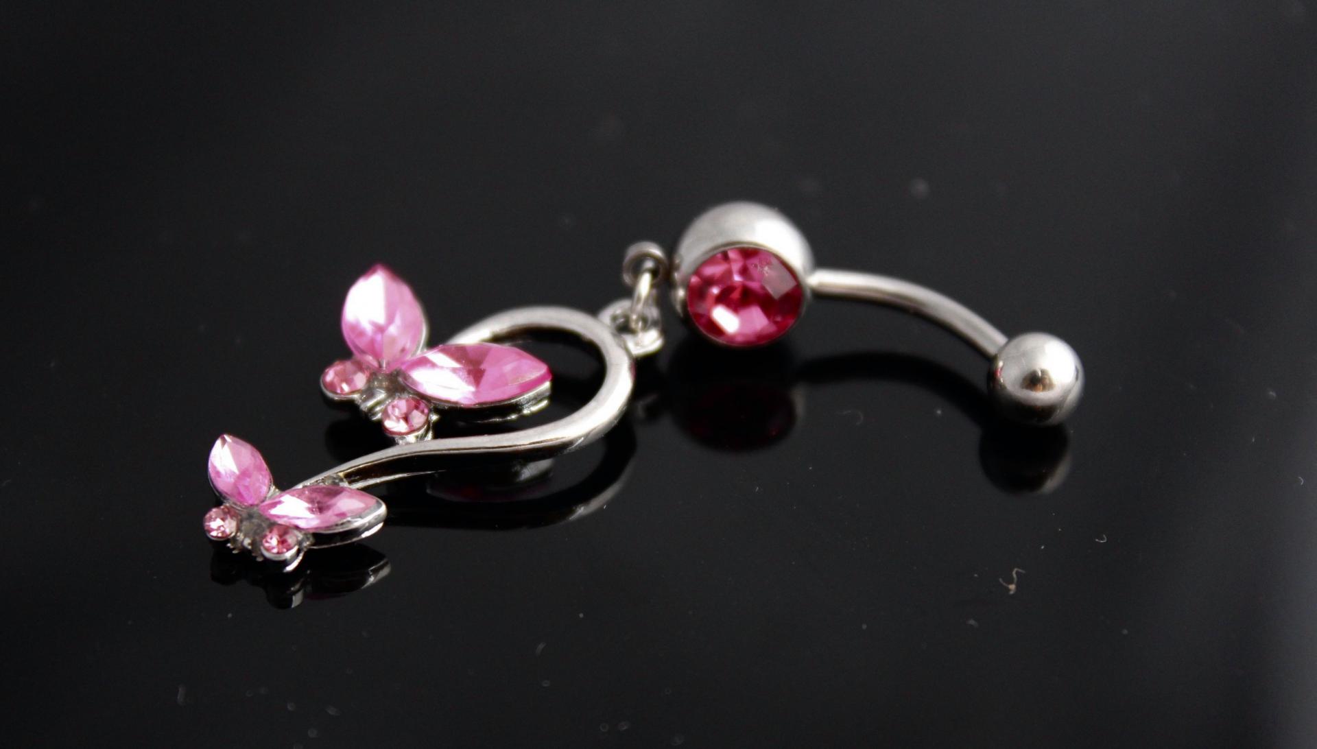 Butterfly Dangle Barbell Navel Ring